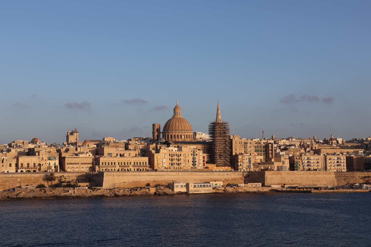 Valletta skyline glowing at golden hour
